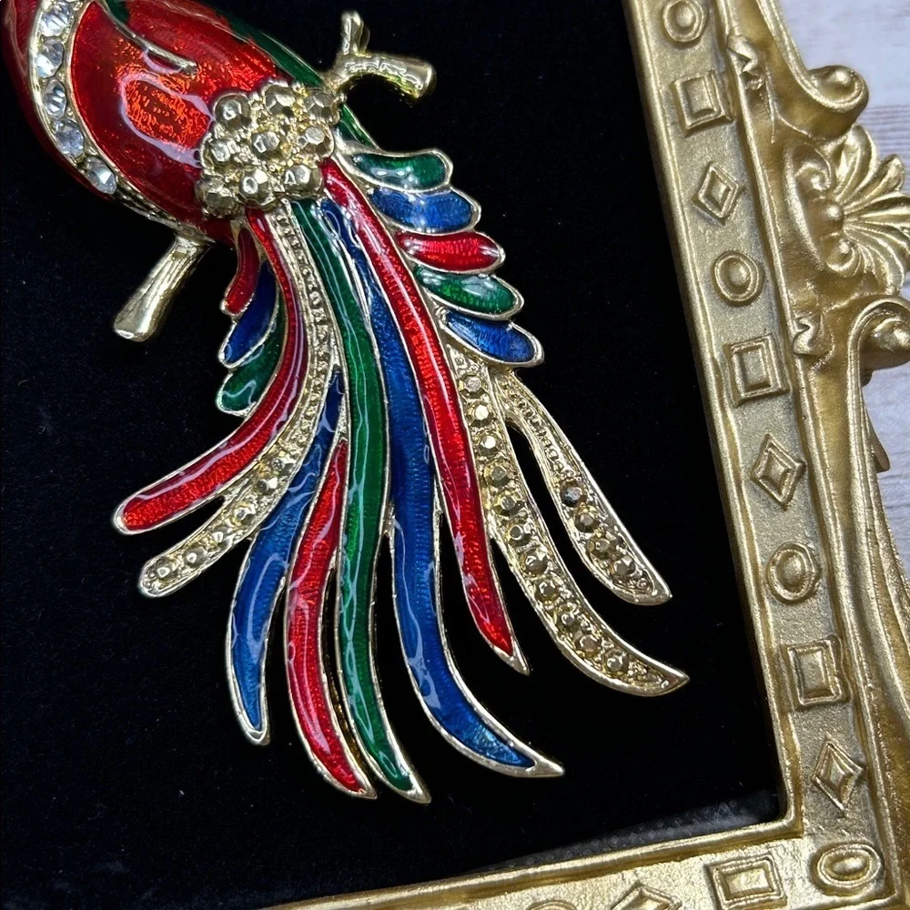 Colorful Jumbo Vintage/Vintage Inspired Peacock Brooch